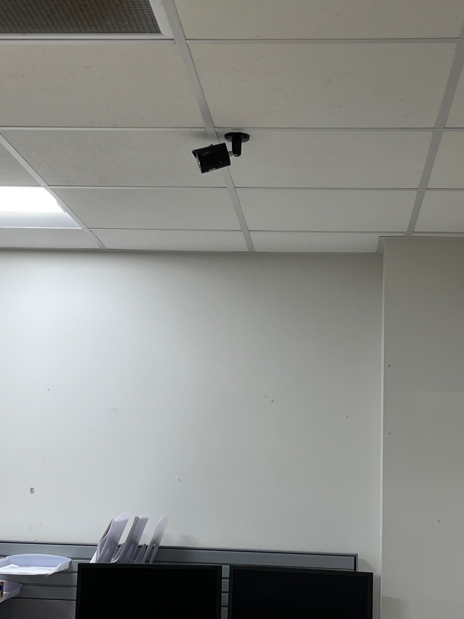 Ceiling mounted bullet camera office area commercial install Dutchess County